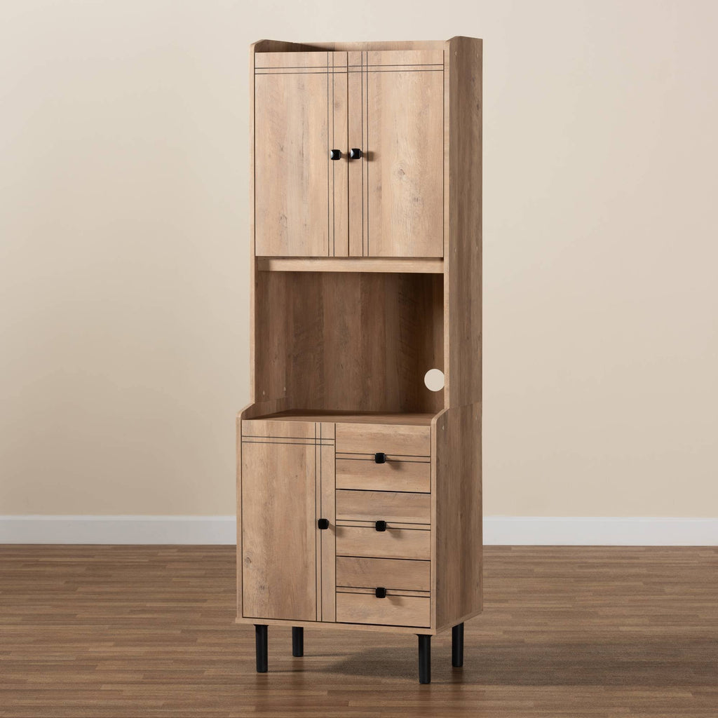 Oak Brown 3-Drawer Kitchen Storage Cabinet F4510