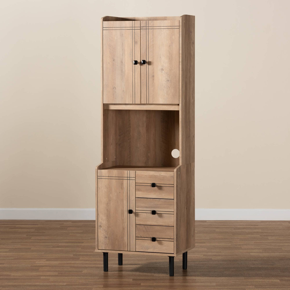 Oak Brown 3-Drawer Kitchen Storage Cabinet F4510