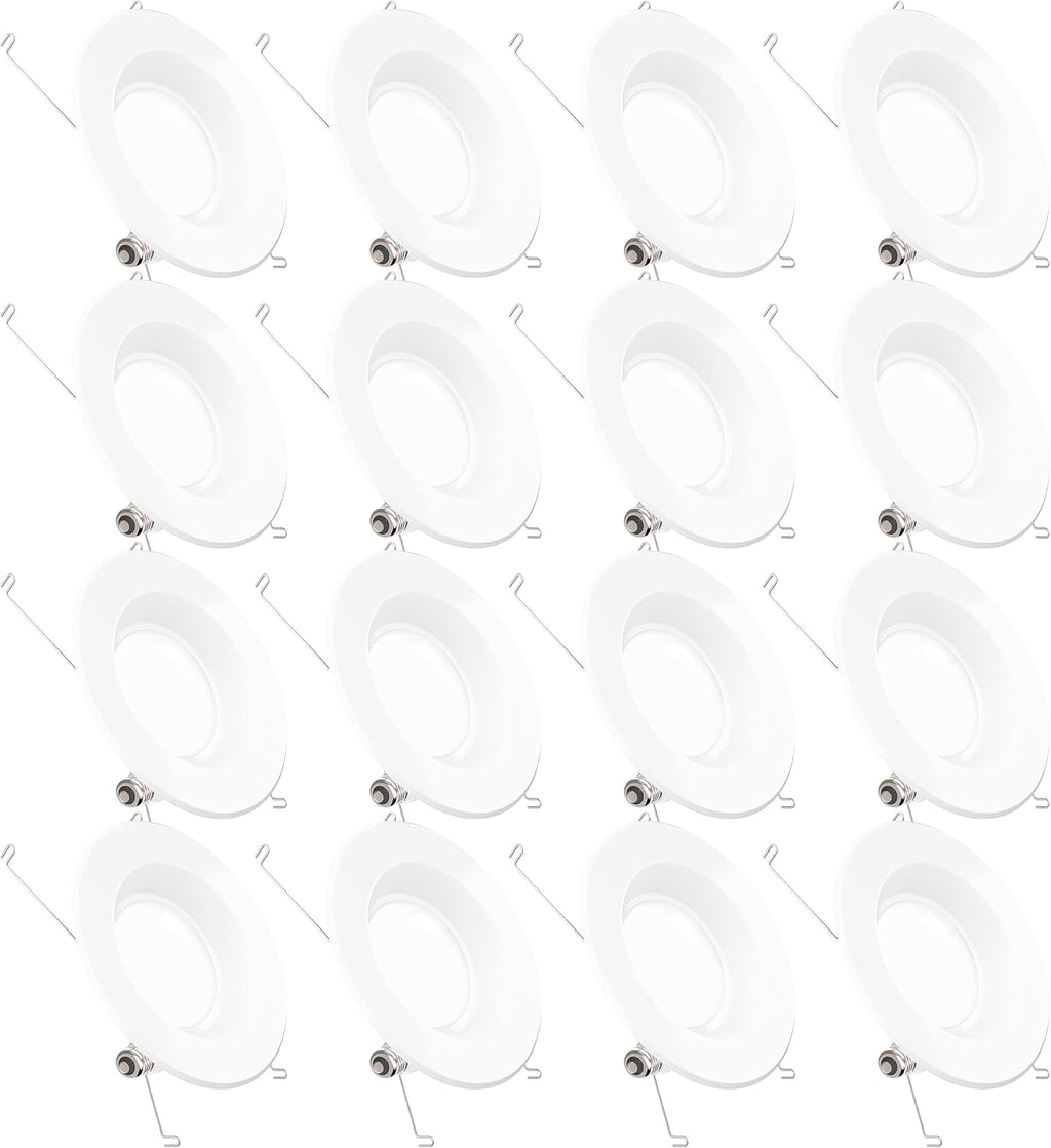 16 Pack 5/6 Inch LED Recessed Lighting Retrofit Kit, Smooth Trim, Dimmable, 2700K Soft White, 13W=75W, 965 LM, Damp Rated F8852