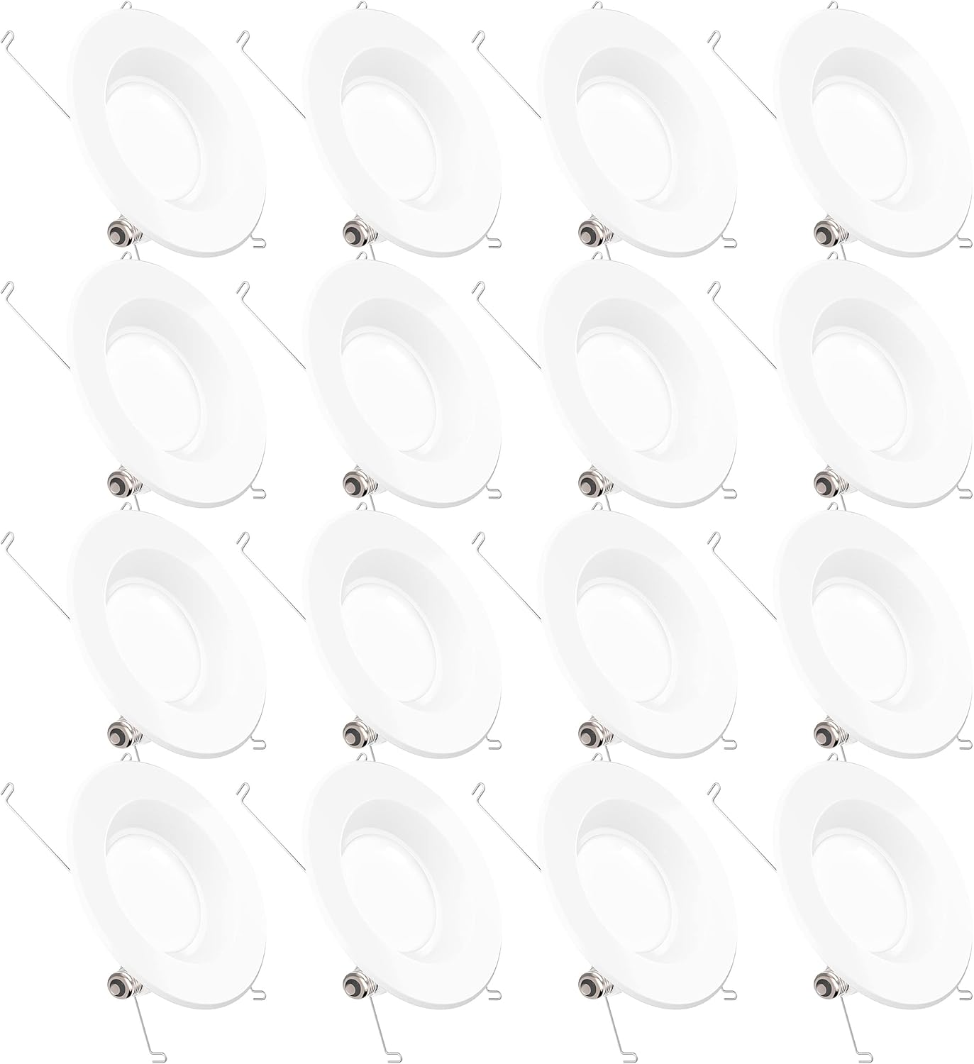 16 Pack 5/6 Inch LED Recessed Lighting Retrofit Kit, Smooth Trim, Dimmable, 2700K Soft White, 13W=75W, 965 LM, Damp Rated F8852