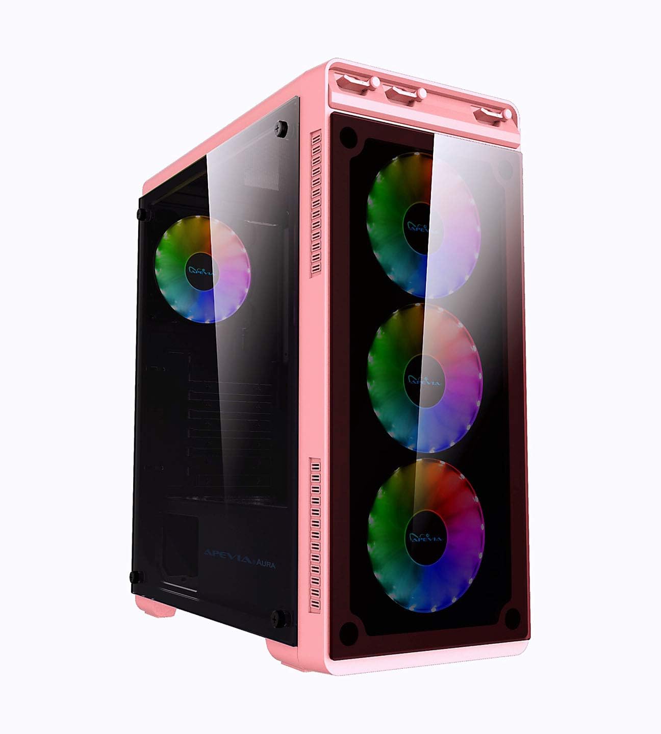 Pink Mid Tower Gaming Case with 4 x RGB Fans D3593