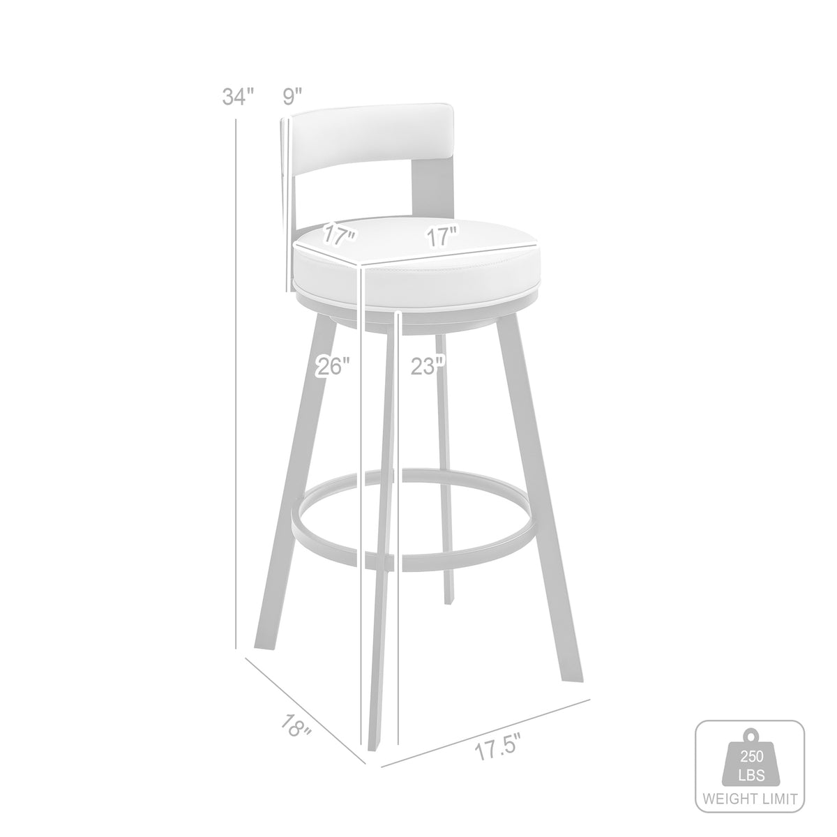 Swivel Faux Leather/Metal Counter Stool in Black/Chrome D23447