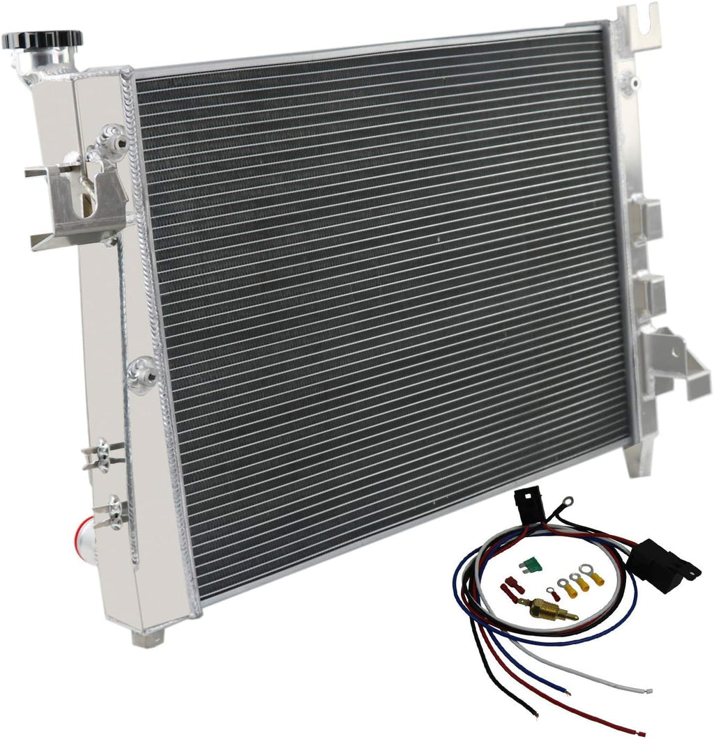 2 Row All Aluminum Radiator with Shroud Fan and Thermostat Relay Kits X454368