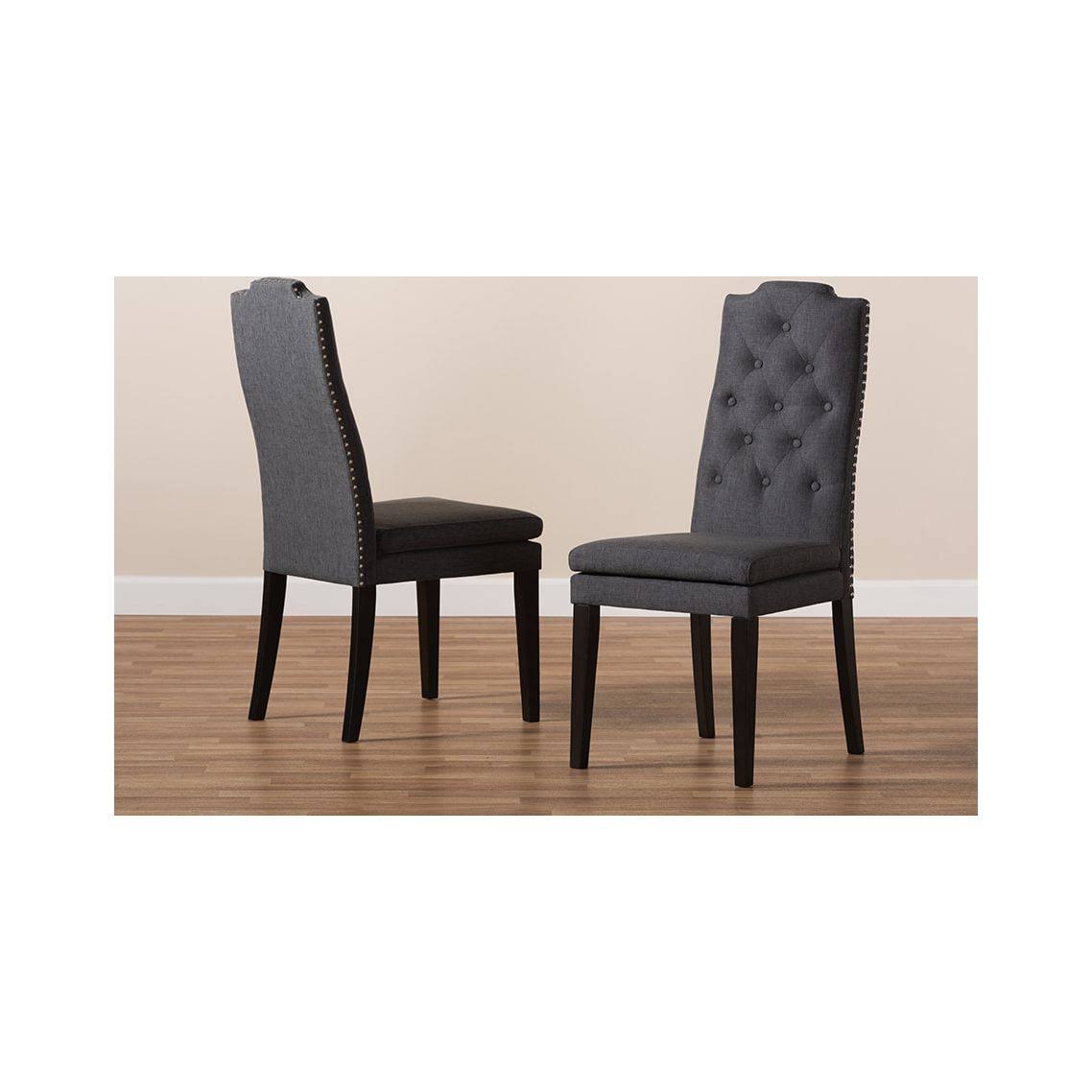 Charcoal Button Tufted Set of 2 Wood Dining Chair L989405