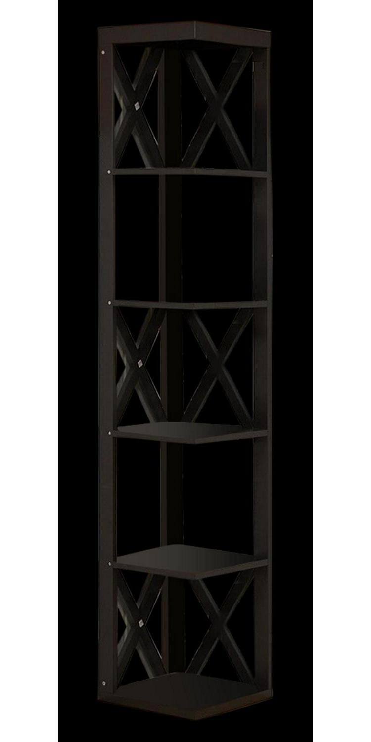 Espresso Wood 5 Tier Corner Bookcase J86608