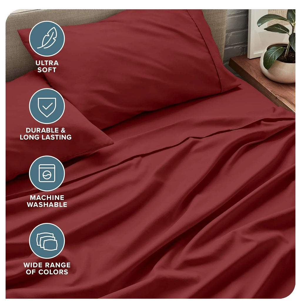 Rosewood 4 Piece Ultra-Soft Microfiber Full Bed Sheets A9526