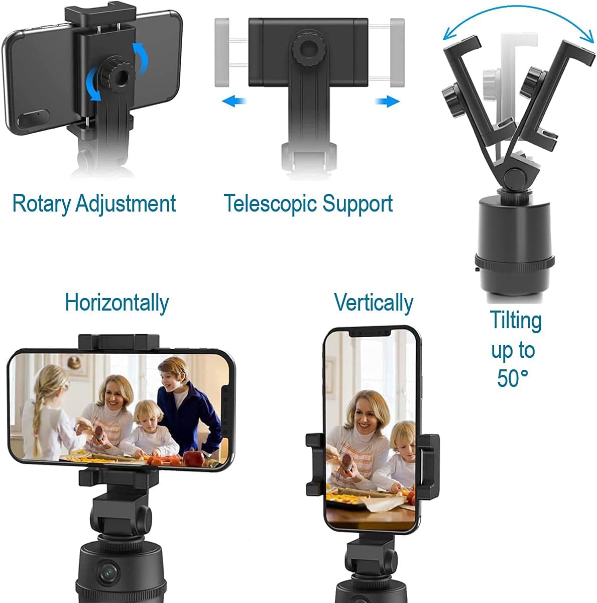 Smart Face Tracking Phone Holder Selfie Stick, Robot Motion Tracking Camera Tripod Stand Webcam, Build-in Battery Pack of 2 D2051