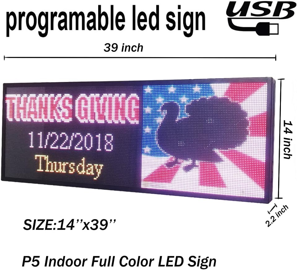 39x14 Indoor Full Color LED Programmable Scrolling Display Message Board T80742