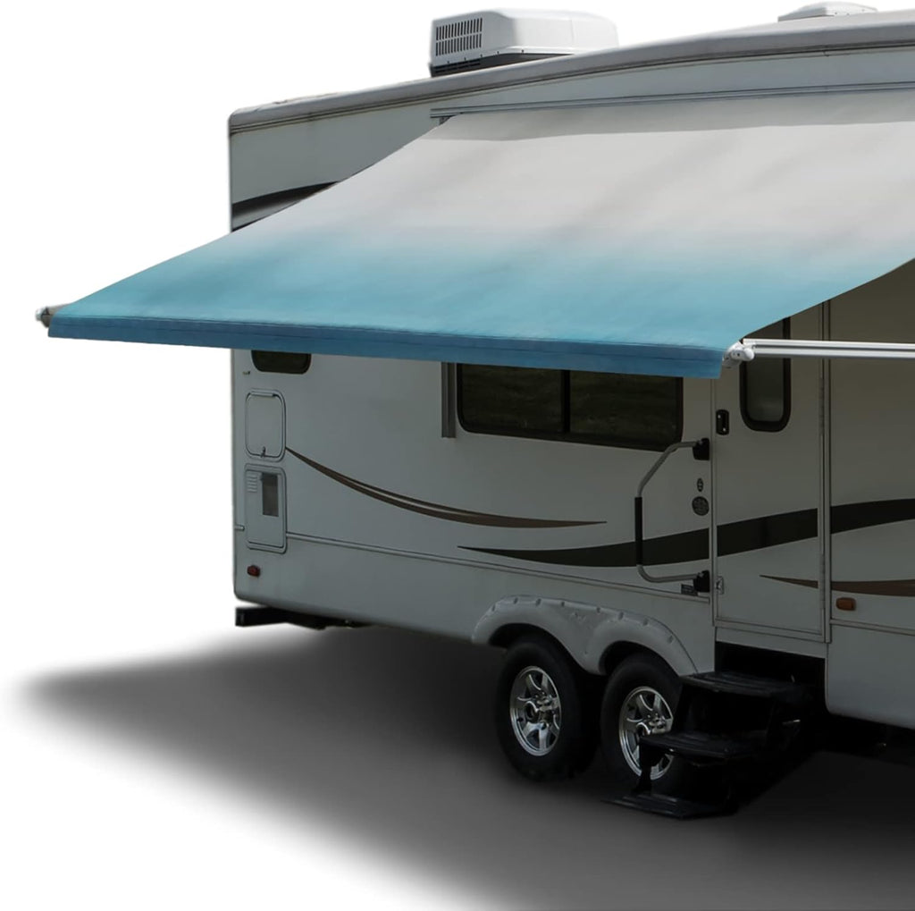 RV Awning Fabric Replacement, 8' Length, Premium Vinyl, Ocean Blue Fade M853