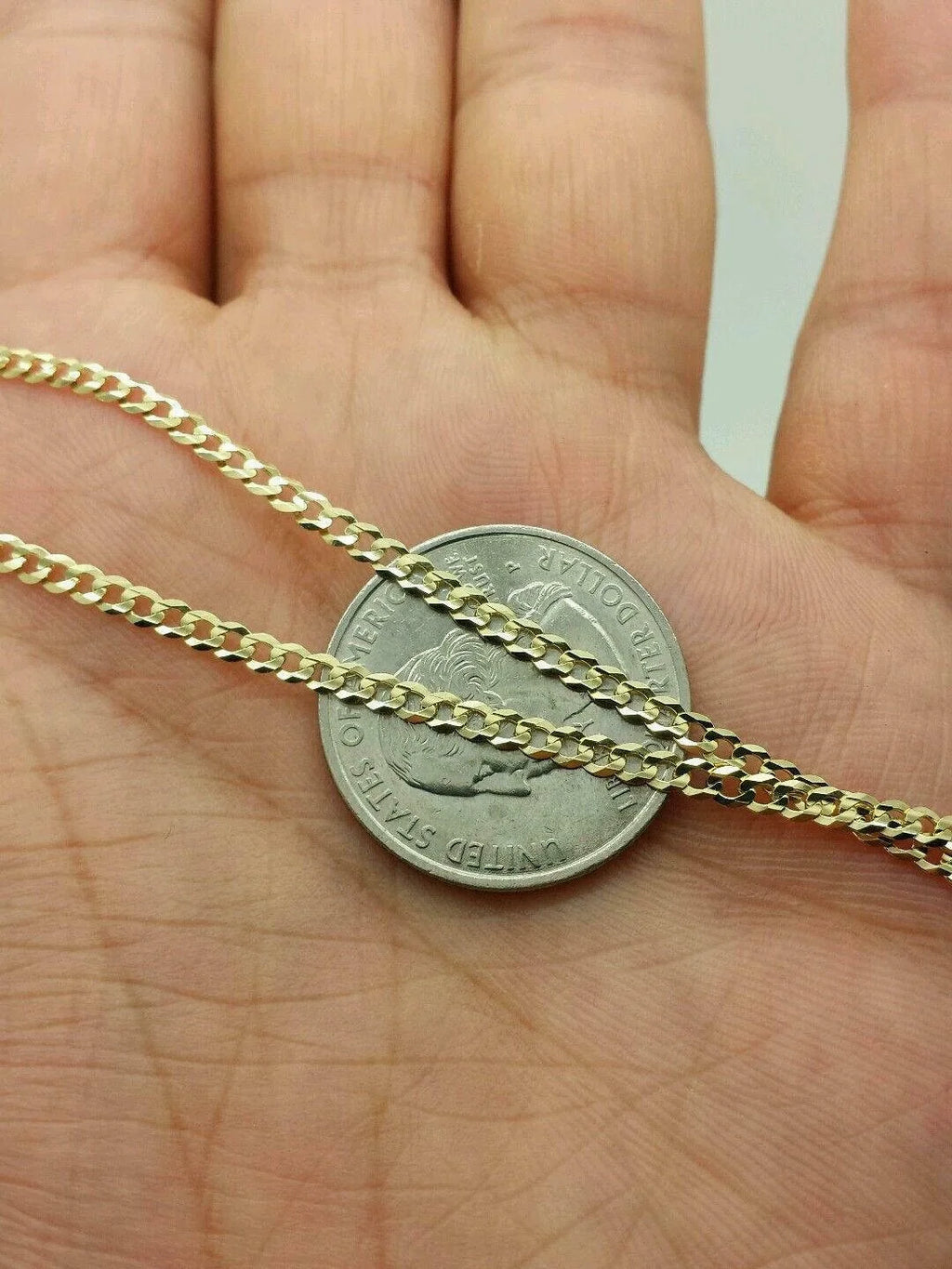 10K Solid Yellow Gold Cuban Link Curb Chain Necklace 2mm 16" 18" 20" 22" 24" 26" L980776