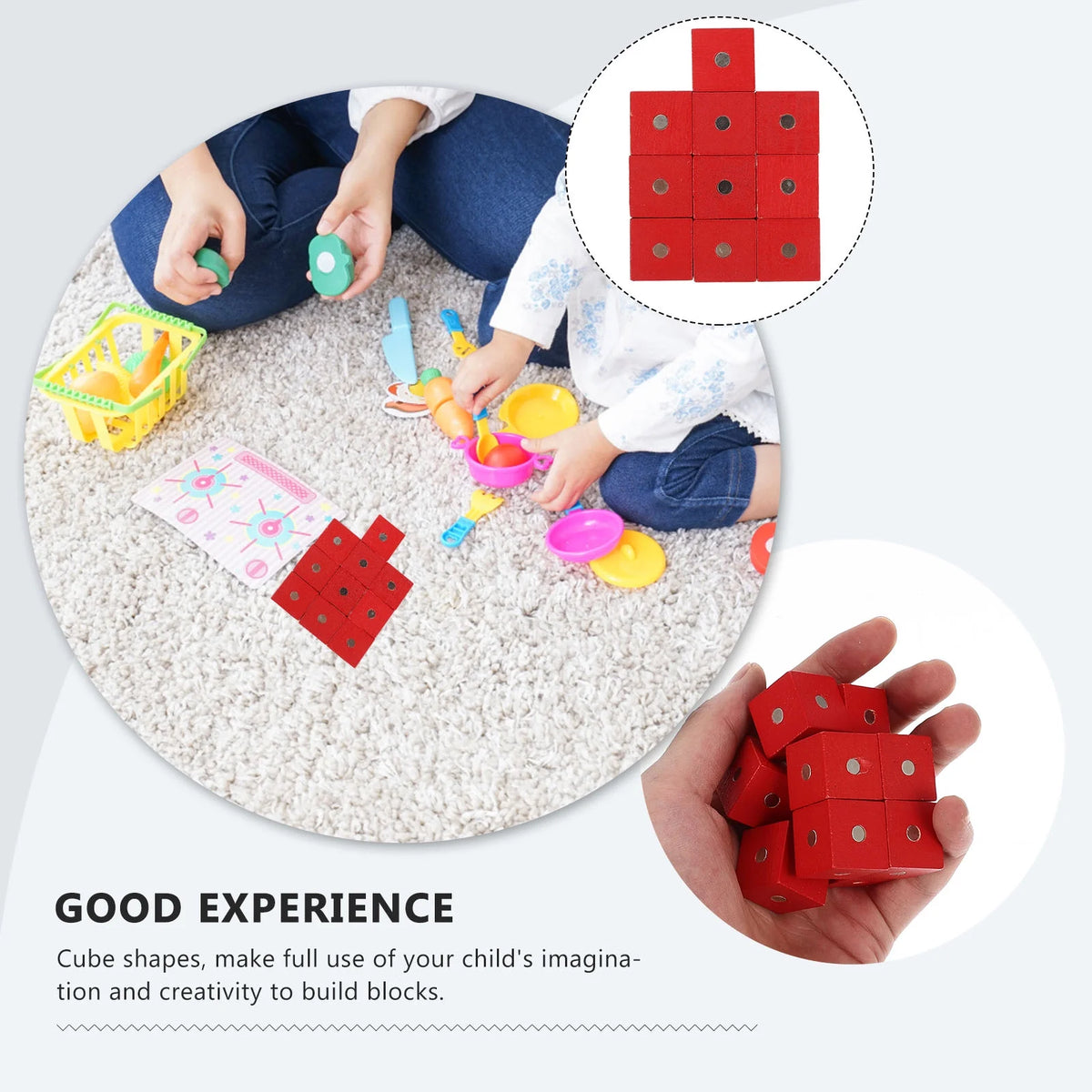10pcs Wooden Magnetic Cubic Blocks Building Toy L579986
