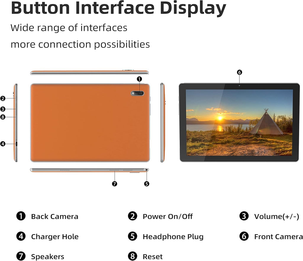 10.3 Inch Android 11 Tablet with 32GB Storage (Orange) B6844