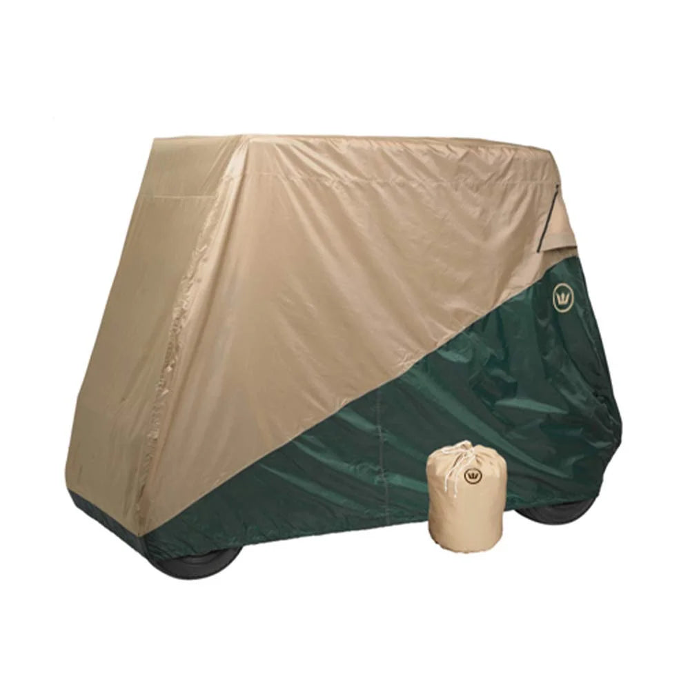 Tan / Green Golf Cart Storage Cover O486
