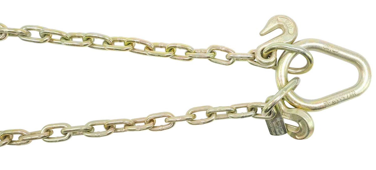 5/16" G70 V-Chain Bridle with 15" Large J Hooks, T-Hook & J-Hook with Grab Hooks 2' Legs (2 Pack) T423798