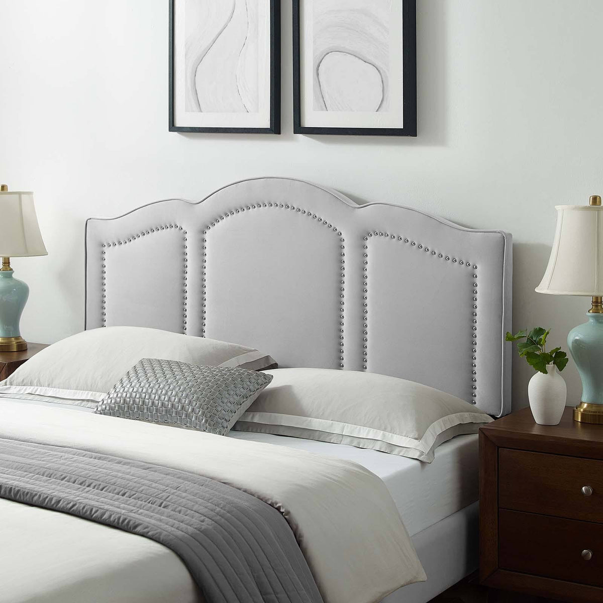 White Performance Velvet Headboard E4521