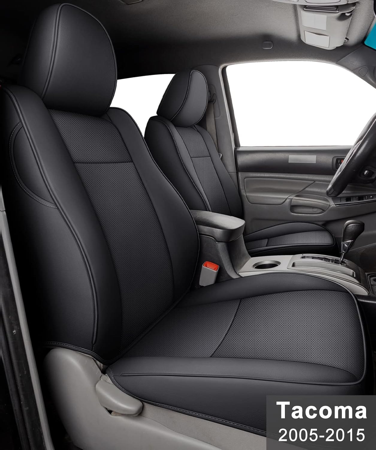 Black 2 pcs Seat Covers for Tacoma Crew Cab and Extended Cab Q93314