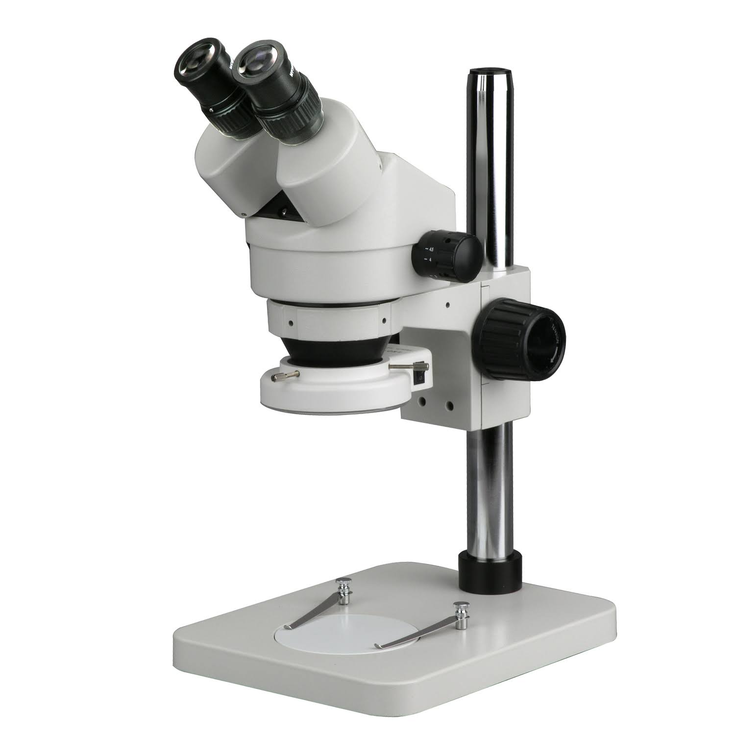 Stereo Binocular Microscope with 14 inch Pillar Stand and 64-LED Ring Light D45536