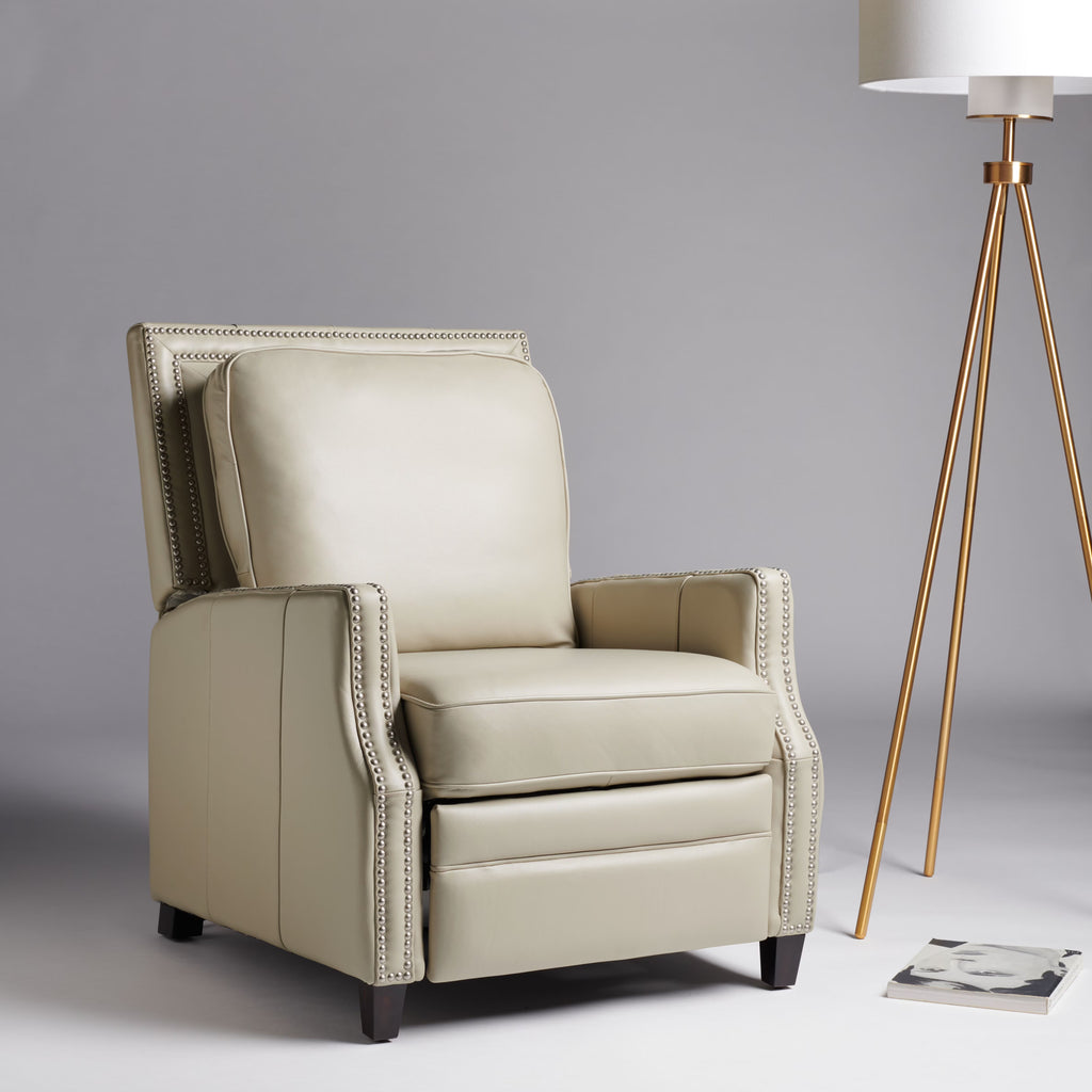 Cream Leather Recliner Q721
