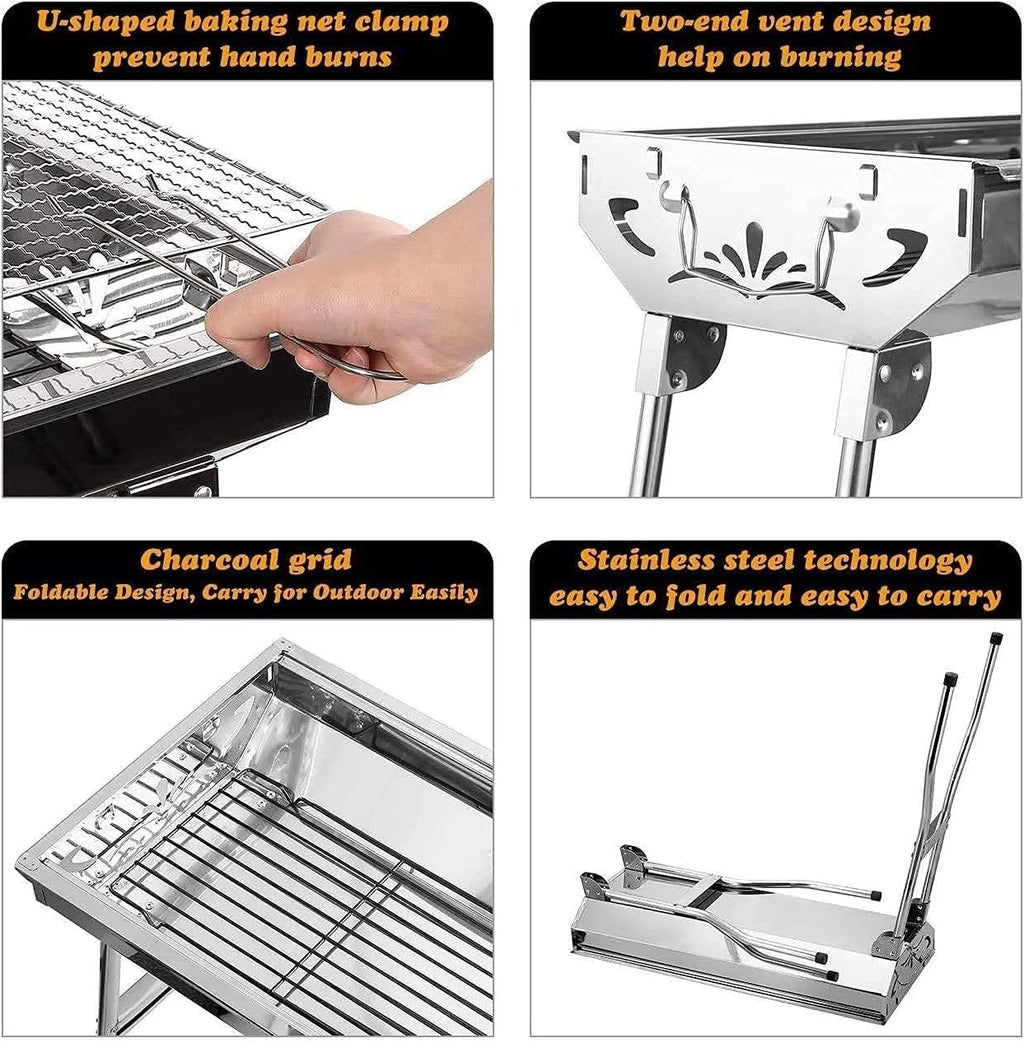 Stainless Steel Folding Portable BBQ Tool Kits (Large) V7942