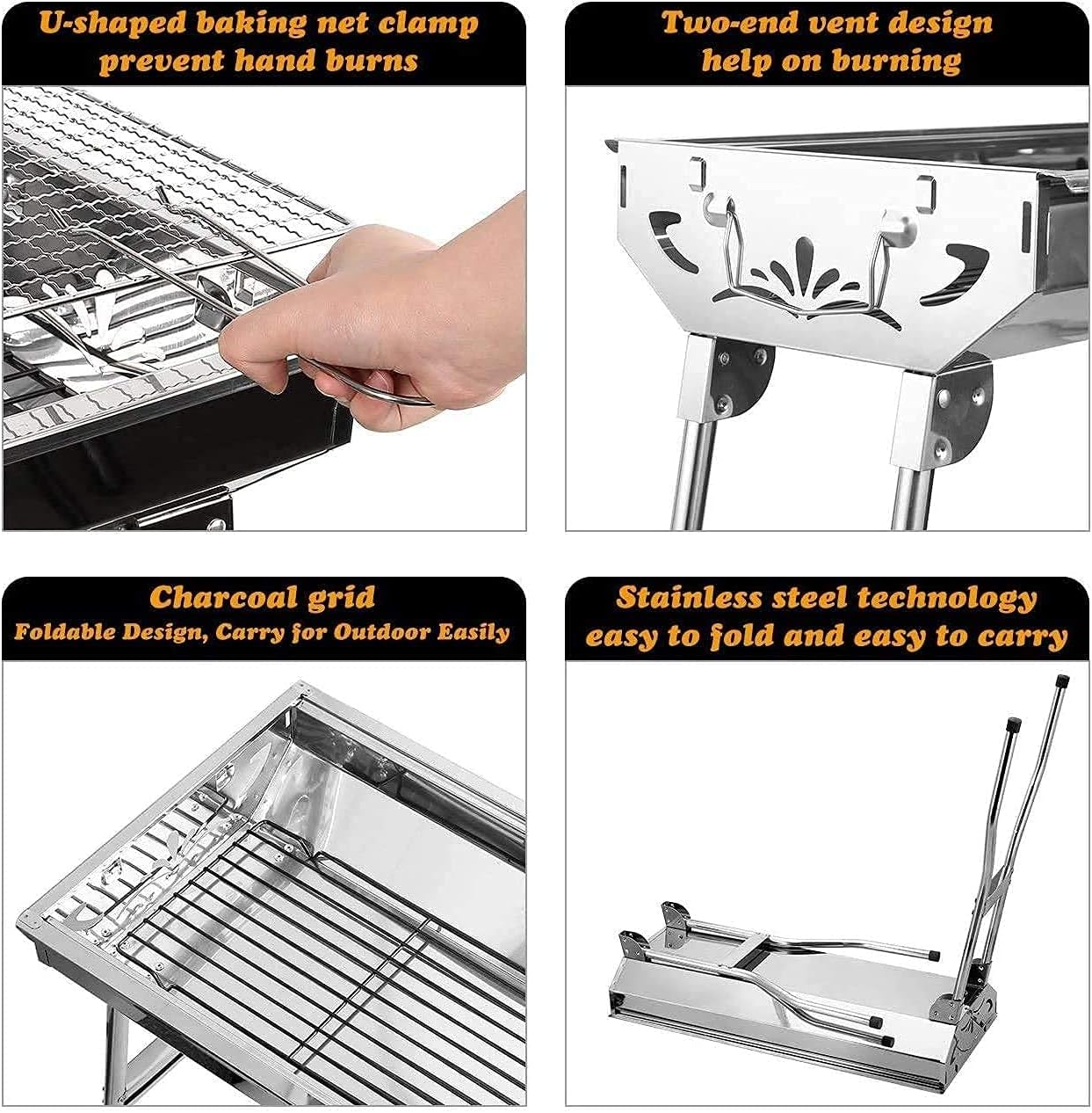 Stainless Steel Folding Portable BBQ Tool Kits (Large) V7942
