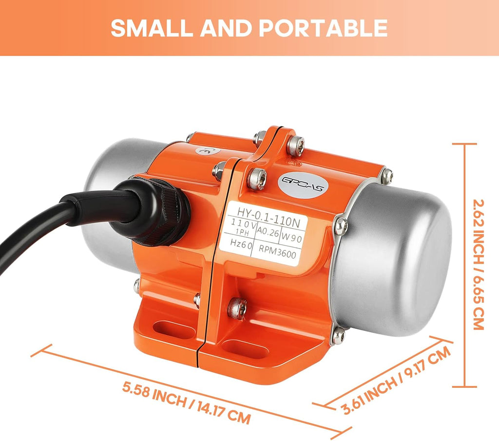 90W Concrete Vibrator Vibration Motor Single Phase AC 110V 3600RPM Aluminum Alloy Case Pack of 2 Q694007