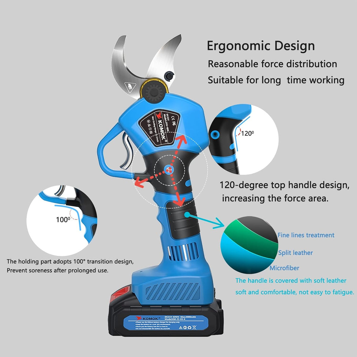 Cordless Electric Pruning Shears with 2Ah Lithium Battery, 30MM Cutting Diameter W466408