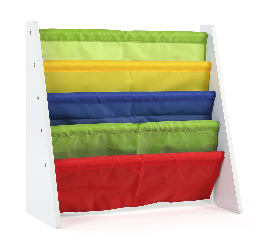 Kids Book Rack with Fabric Sling Sleeves W9016