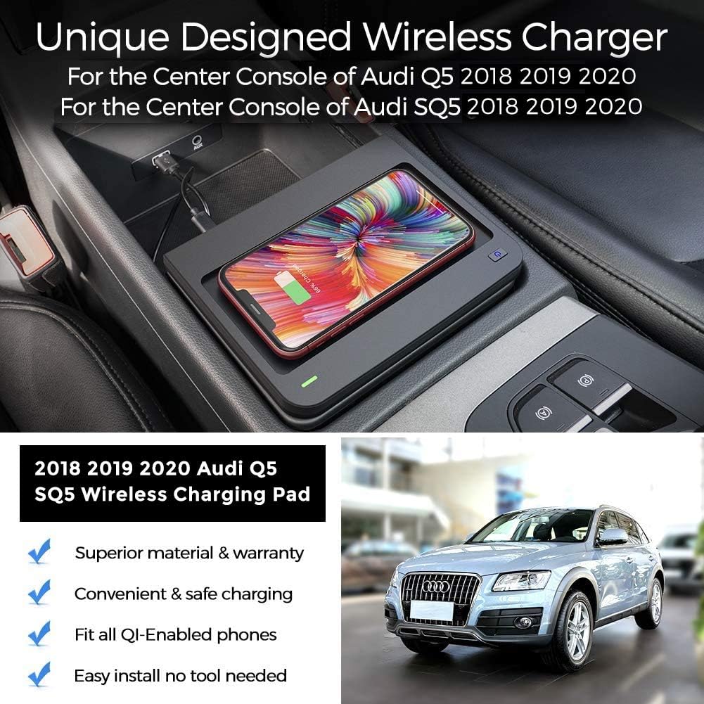 Wireless Phone Charger Pad for Audi Q5 SQ5 2018 2019 2020 Center Console, Pack of 2 Y28472