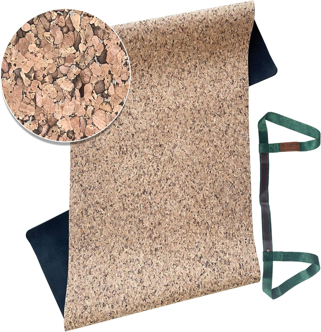 Extra Large Non-Slip Cork Yoga Mat with Carry Strap, 73'' Long x 25'' Wide x 5mm thick, Pack of 2 K52327