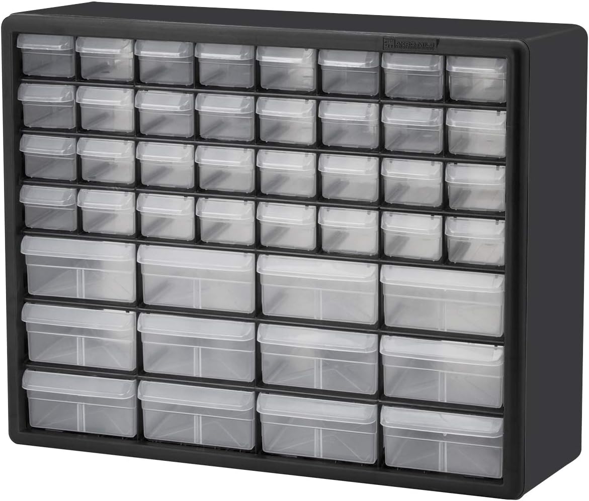 24 Drawer Plastic Parts Storage Cabinet Black Pack of 2 I5566