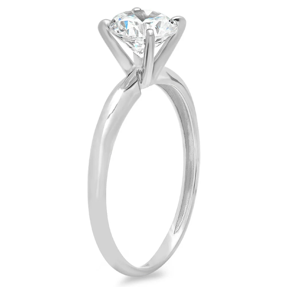1.5ct Round Cut Clear Lab Created Moissanite 18k White Gold Solitaire Ring Size 3.5 V4816