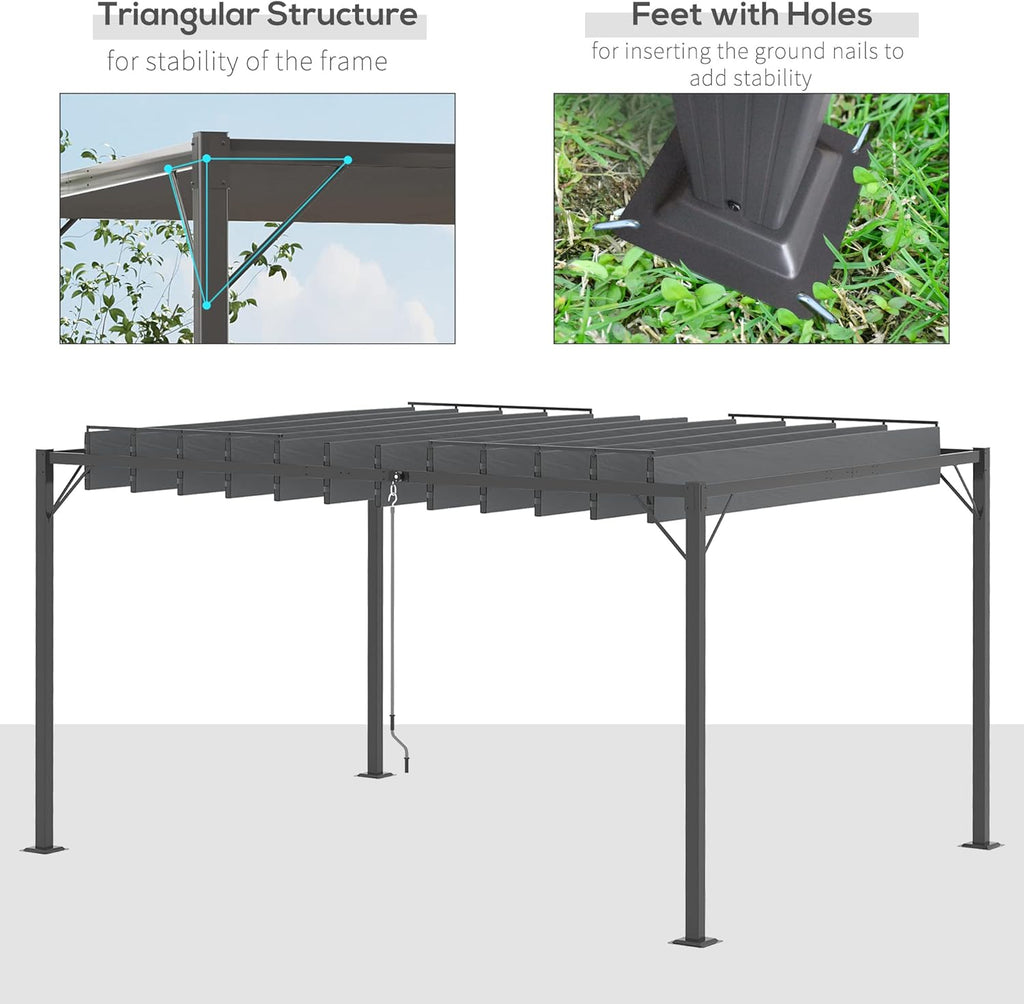 13' x 10' Outdoor Louvered Aluminum Pergola Gazebo with Adjustable Roof N1863