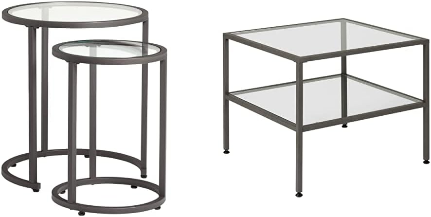 Metal and Glass Nesting Side Tables J589