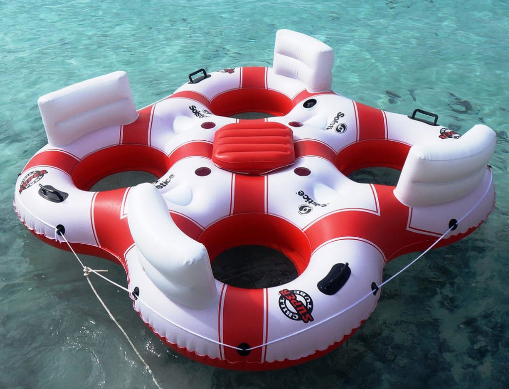 78-Inch White and Red Swimming Pool Float E3589
