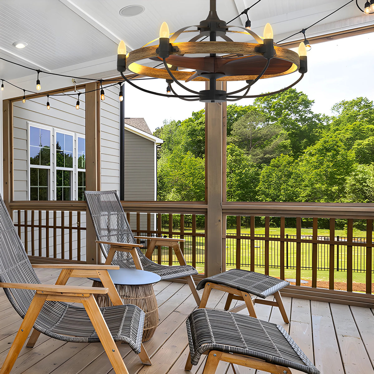 Farmhouse Ceiling Fan with 6 Lights K808