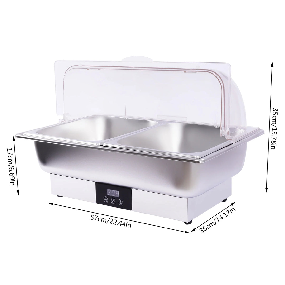 110V Stainless Steel Chafing Dish Buffet Set 2 Food Pot F344