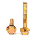 Hex Flange Screw with Serration Medium Carbon Steel Yellow Zinc Plated Pk 1000 B6567