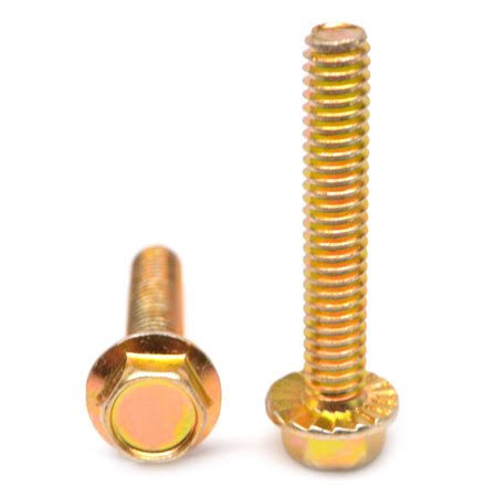 Hex Flange Screw with Serration Medium Carbon Steel Yellow Zinc Plated Pk 1000 B6567