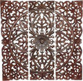 Antique White Floral Hand Carved Wooden Wall Plaque, Set of 3 N12817