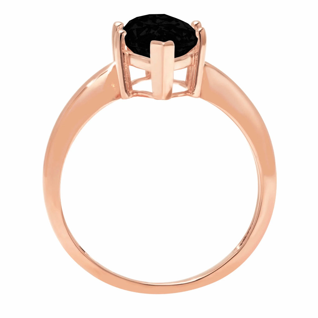 2.5ct Marquise Cut Black Onyx 18k Rose Gold Ring Size 4.5 A4224