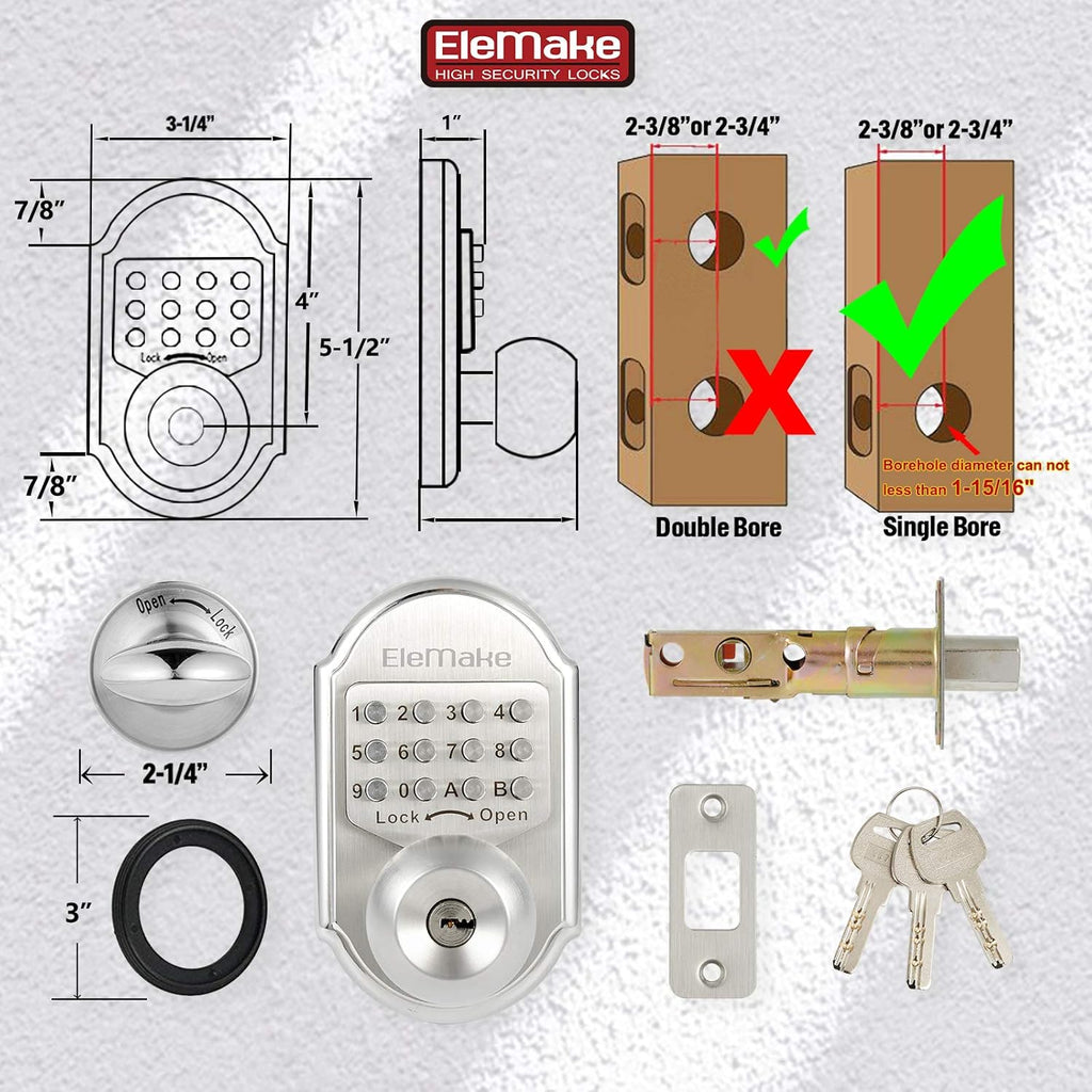 Mechanical Stainless Steel Digital Code Keypad Door Lock Deadbolt D929358