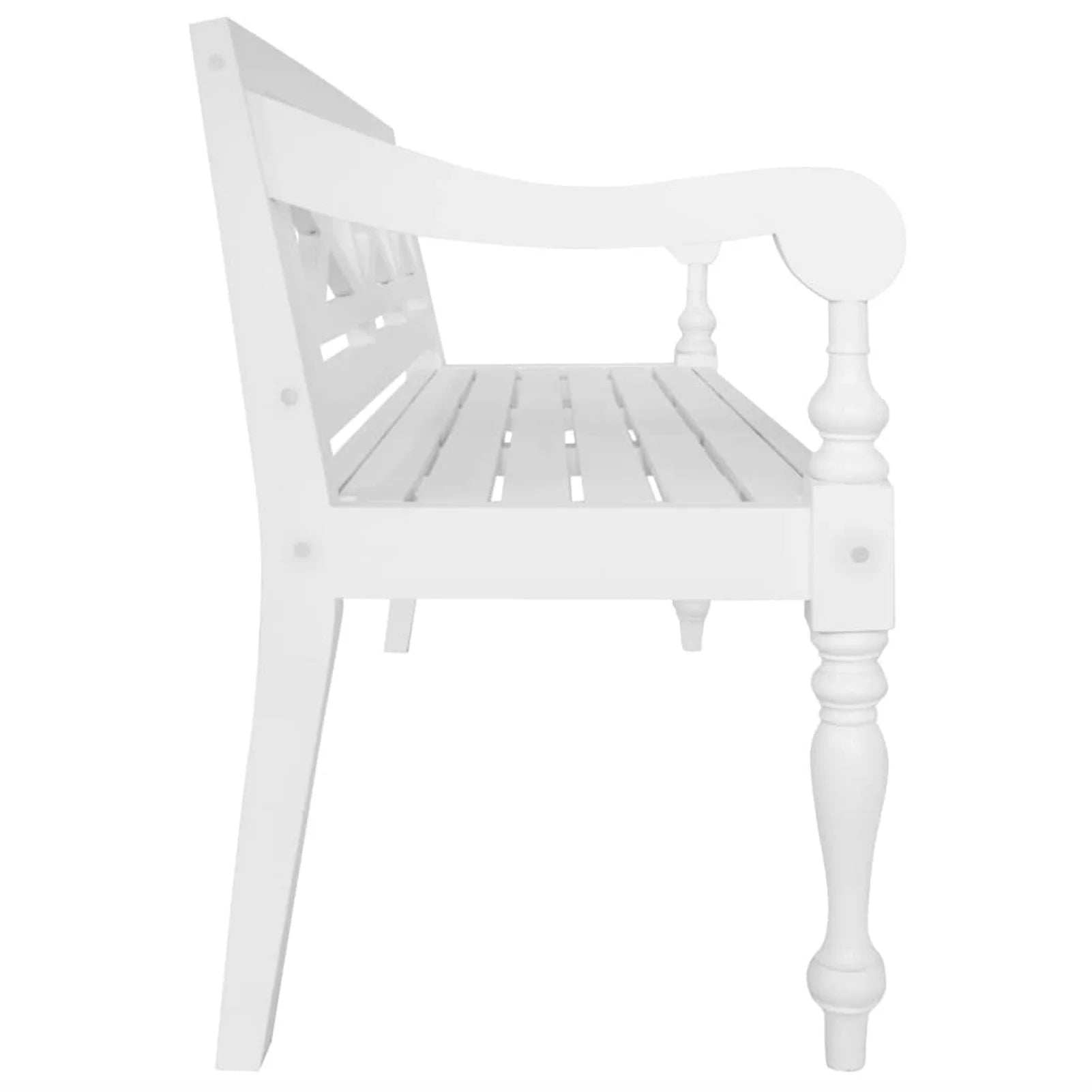 Wooden Bench with Backrest Mahogany Wood 3 Person White 53.5 x 19.7 x 32.3 Inches Y180985