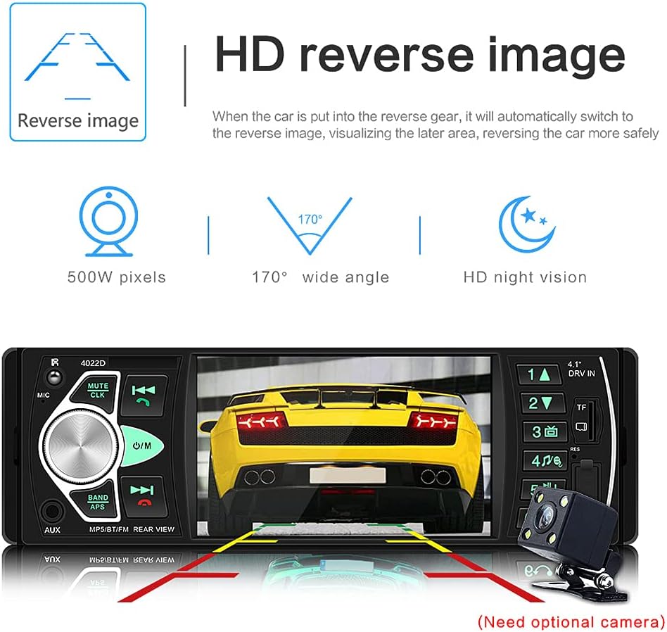 4.1 '' HD Screen Single Din Car Stereo with Bluetooth FM Radio Receiver A703