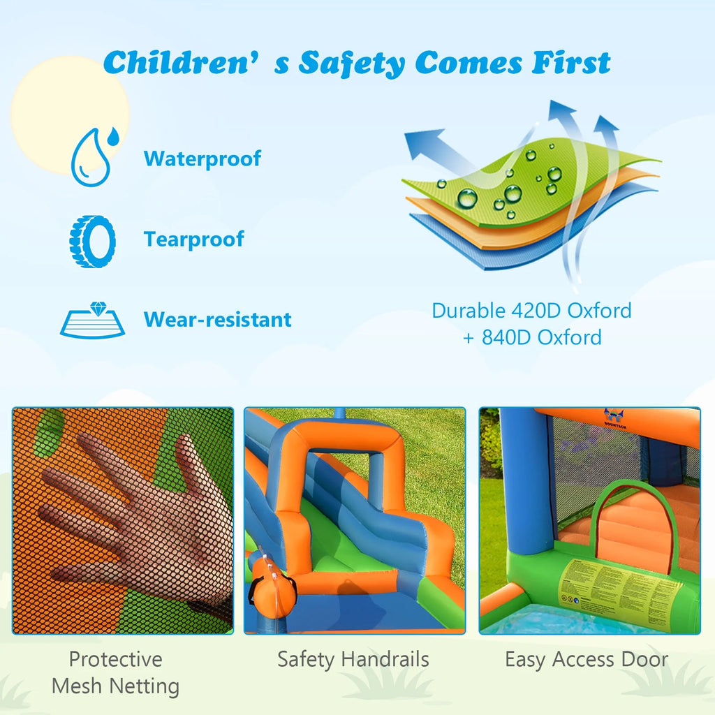 Inflatable Water Slide Bounce Castle with Dual Climbing Walls & 750W Blower A619