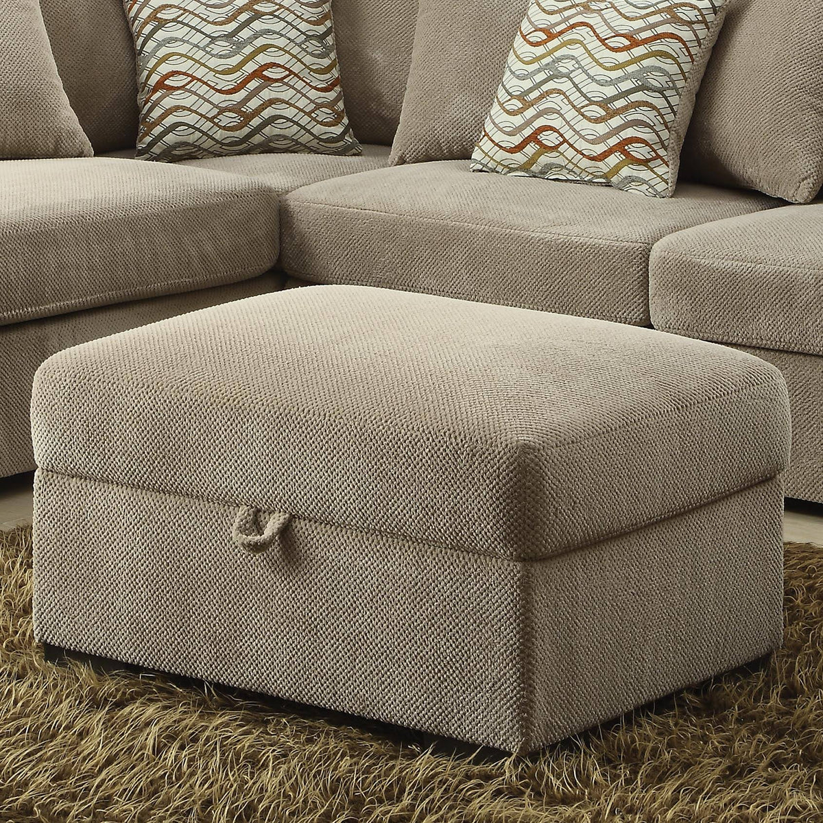 Taupe Storage Ottoman E47642