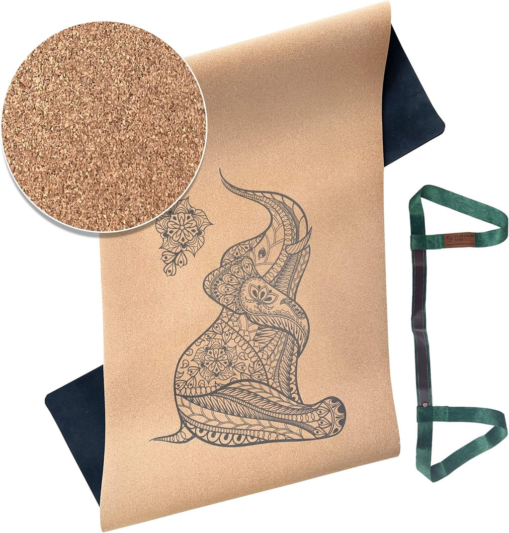 Extra Large Non-Slip Cork Yoga Mat with Carry Strap, 73'' Long x 25'' Wide x 5mm thick, Pack of 2 K52327