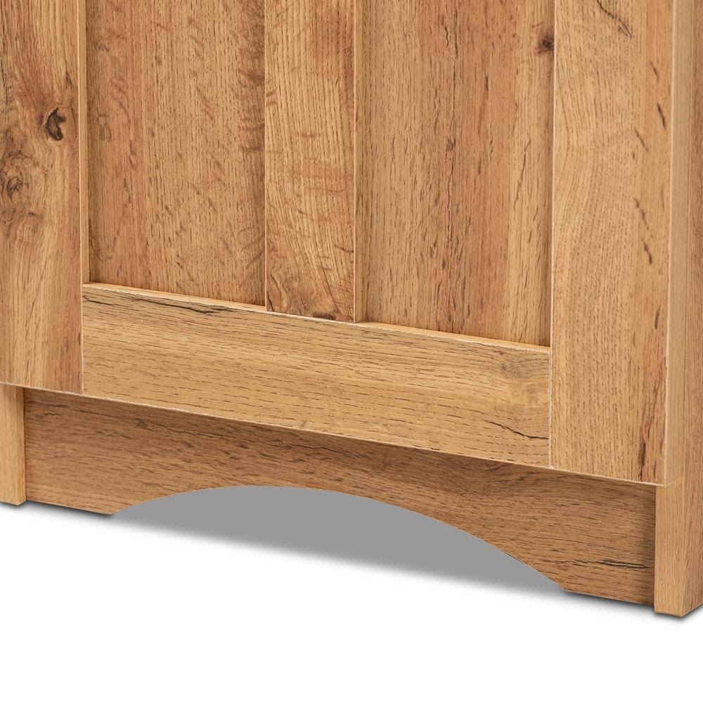 Oak Brown Finished Wood Buffet and Hutch Kitchen Cabinet Y869368