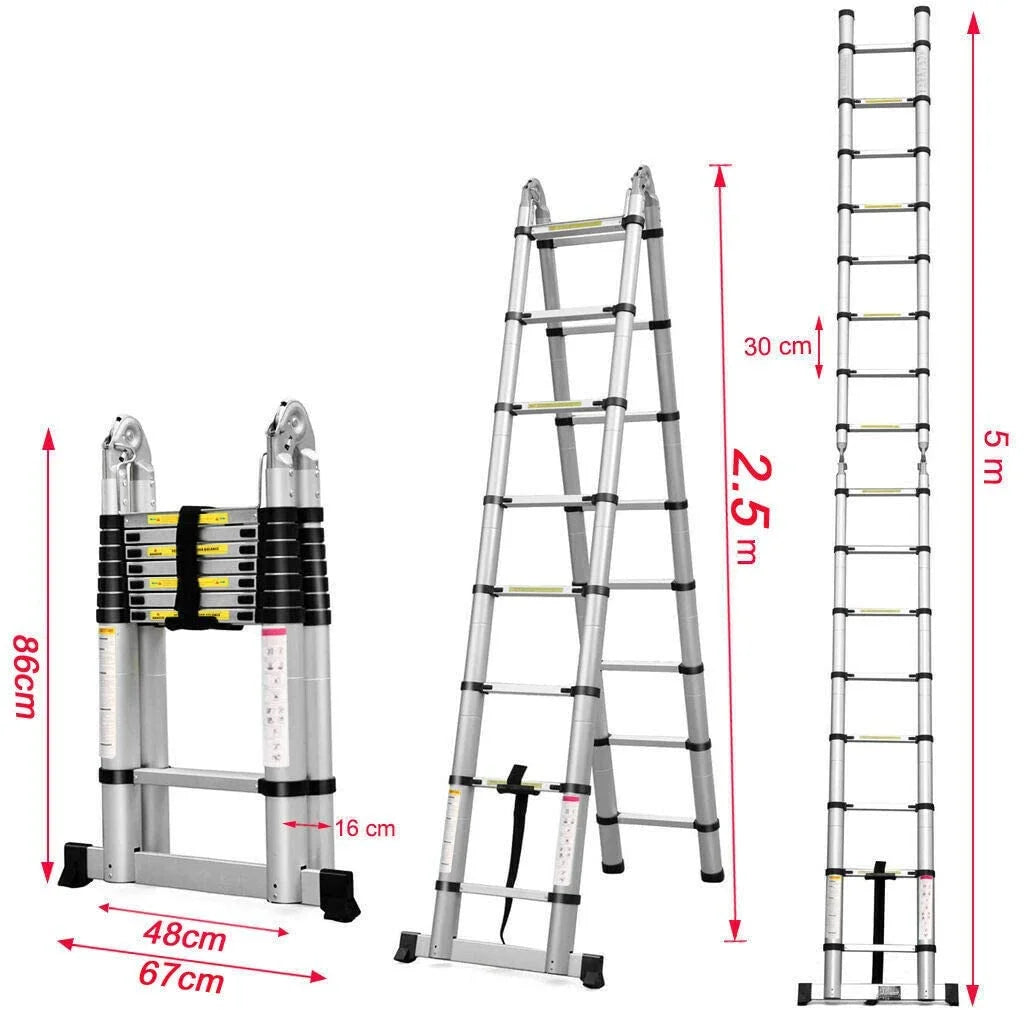 16.5FT Telescoping Ladder A-Frame Folding Ladder B971