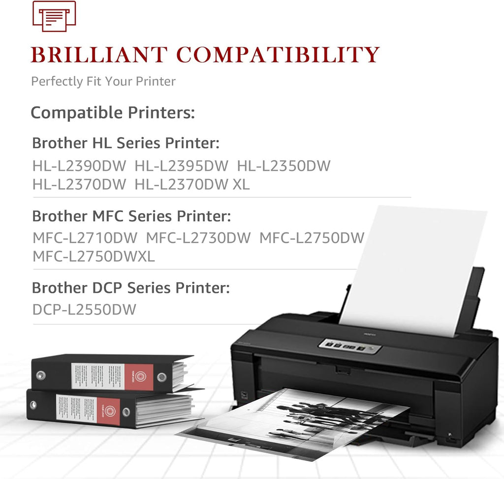 Compatible Toner Cartridges and Drum for Brother Printers (2 Black Toners, 1 Drum Unit) J732