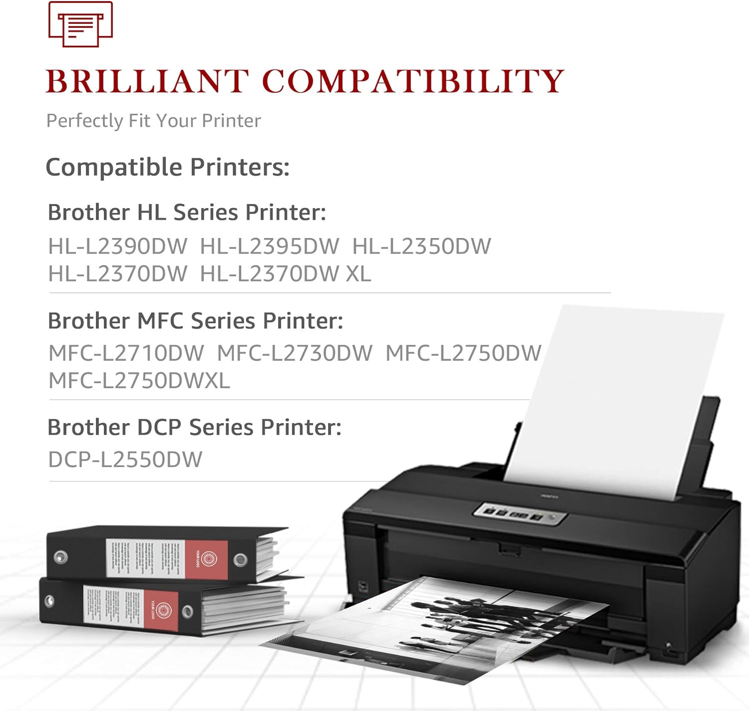 Compatible Toner Cartridges and Drum for Brother Printers (2 Black Toners, 1 Drum Unit) J732